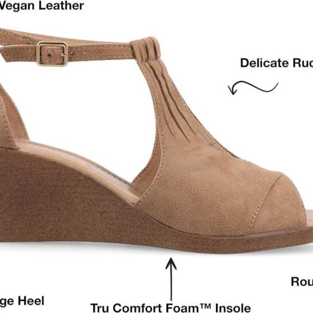 Journee Collection Womens Comfort Sole Ankle Strap Wedges, New, - Picture 9 of 9
